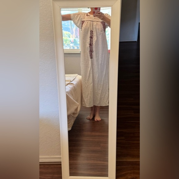 Vintage Mexican Cotton Lace & Embroidered Midi Dress - Picture 2 of 5